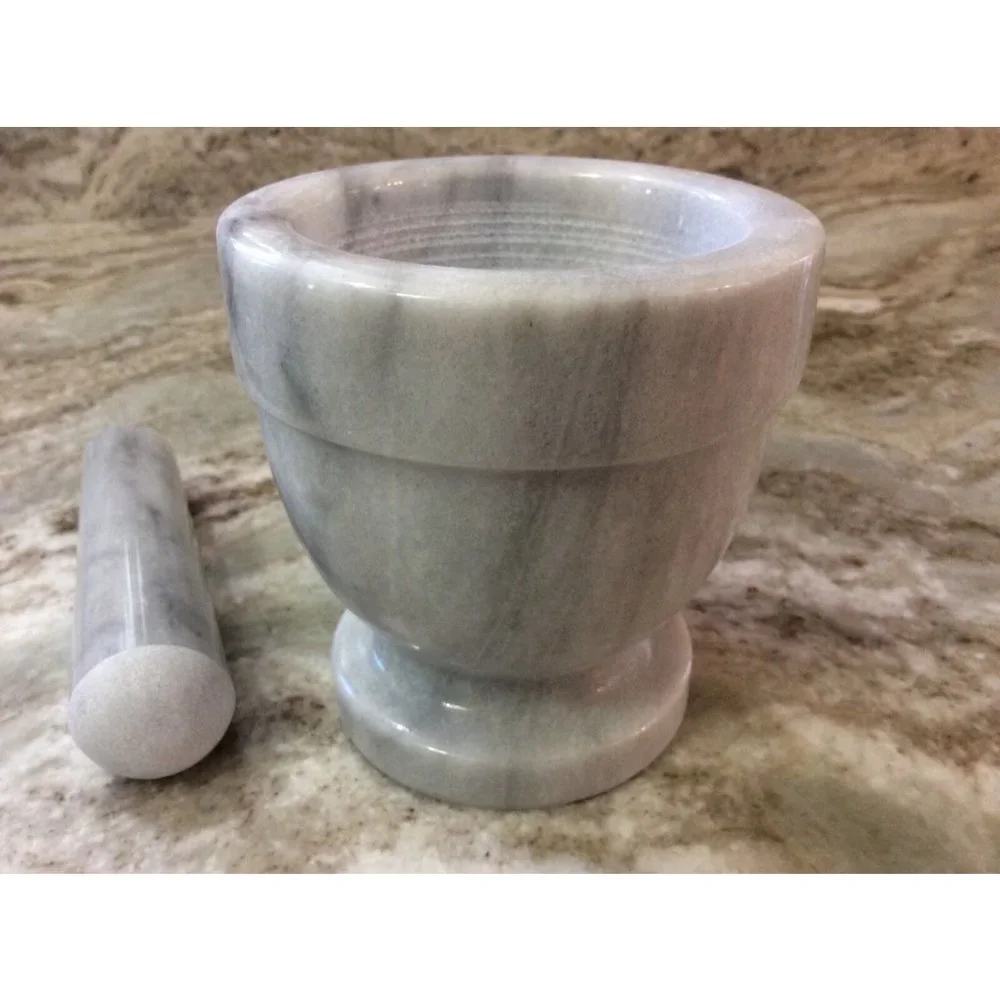 Mortar And Pestle. Norpro. 4"x4". Gray And White Marble. New. - Picture 8 of 9